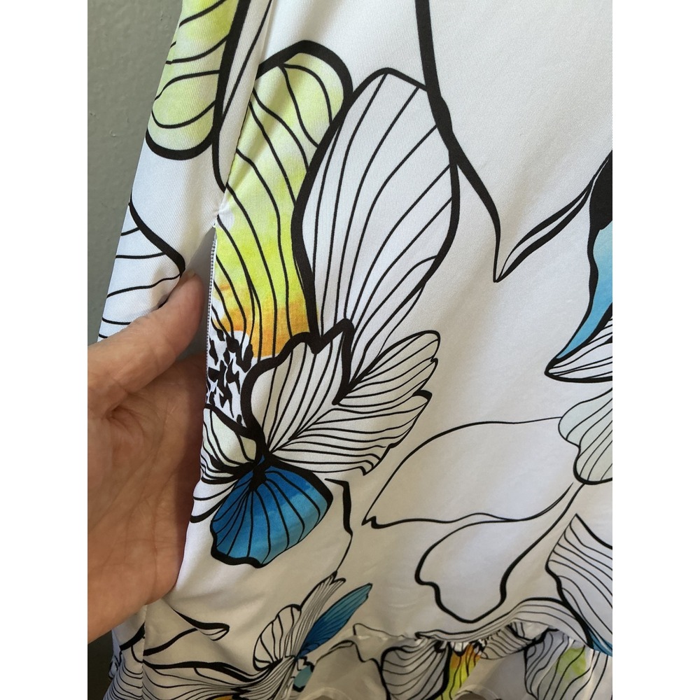 Tail Womens Floral Sleeveless Golf Dress White Blue Yellow Quarter Zip L - Picture 6 of 10